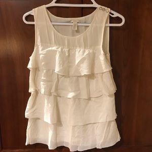 J. Crew silk ruffle tank.